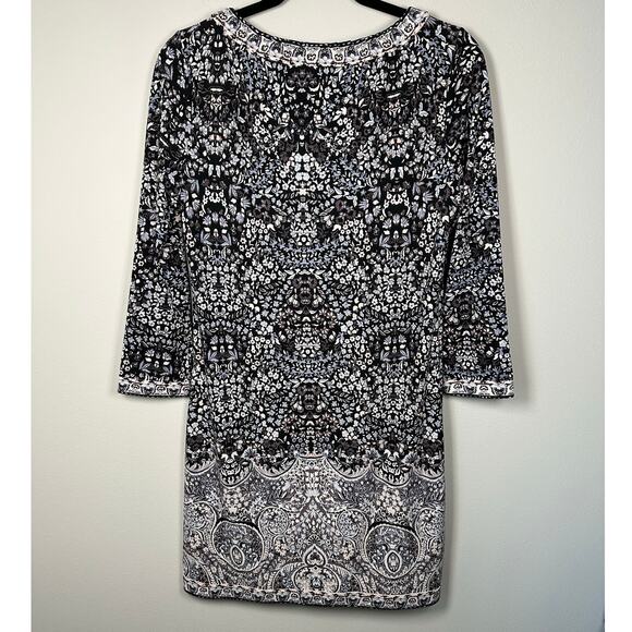 BCBGMAXAZRIA Floral Printed Keyhole Neckline Sheath Dress Women's Small - Picture 3 of 8